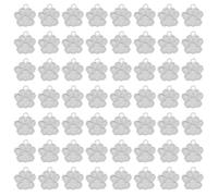 sourcing map 100 dijes esmaltados con estampado de patas, cuentas de aleación con huella de animal con polvo de purpurina para collares, aretes, fabricación de joyas, blanco/plateado