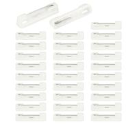 sourcing map 100 etiquetas de nombre en blanco con pines de 0.9 pulgadas de plástico blanco para nombre, a granel, soportes de identificación grabados para oficina, tiendas, restaurantes, trabajadores