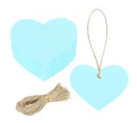 sourcing map 100 etiquetas de regalo de papel kraft con cuerda, 2.2 x 2.6 pulgadas, etiquetas colgantes en blanco en forma de corazón, etiquetas de regalo azules para etiquetas de precio, Navidad,