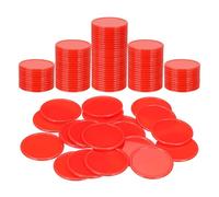 sourcing map 100 fichas de póquer de plástico, contadores de aprendizaje de 1.5 pulgadas, marcadores de discos, fichas de juego opacas para jugar y contar matemáticas, color rojo