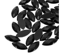 sourcing map 100 gemas acrílicas de ojo de caballo, diamantes de imitación negros de 20 x 9 mm, gemas de parte trasera plana, diamantes de imitación de cristal a granel para manualidades,