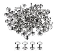 sourcing map 100 Juegos Cuero Remaches, 9mm Doble Tapa Remaches 12mm Altura Metal Pernos Remache para Cuero Artesanía Reparación Bricolaje Monedero Cinturones Bolsos Zapatos, Plateado Tono