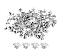 sourcing map 100 Juegos Espiga Remache, 10mm Piramidal Rápido Remache Pernos Cuadrado Punk Púas Marroquinería Decoración para Ropa Cinturones Bolsos Zapatos, Plateado Tono