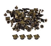 sourcing map 100 Juegos Espiga Remache, 10mm Piramidal Rápido Remache Pernos Cuadrado Punk Púas Marroquinería Decoración para Ropa Cinturones Bolsos Zapatos, Bronce Tono