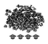 sourcing map 100 Juegos Espiga Remache, 10mm Piramidal Rápido Remache Pernos Cuadrado Punk Púas Marroquinería Decoración para Ropa Cinturones Bolsos Zapatos, Pistola-Negro