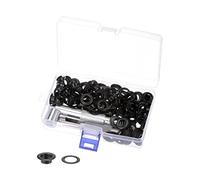 sourcing map 100 Juegos Ojal Herramienta Kit Negro 10mm/0,4 Pulgadas Cobre Metal Ojales con 3uds Instalación Herramientas y Almacenamiento Caja para Zapatos Ropa Cuero Bricolaje
