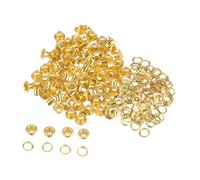 sourcing map 100 Juegos Ojales Kit Metal Ojales 3mm 0.12" Ojal Herramienta para Zapatos Ropa Cinturón Bolsa Bricolaje Proyecto, Dorado Tono