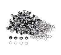 sourcing map 100 Juegos Ojales Kit Metal Ojales 3mm 0.12" Ojal Herramienta para Zapatos Ropa Cinturón Bolsa Bricolaje Proyecto, Negro
