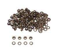sourcing map 100 Juegos Ojales Kit Metal Ojales 4mm 0.16" Ojal Herramienta para Zapatos Ropa Cinturón Bolsa Bricolaje Proyecto, Bronce