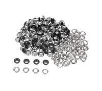 sourcing map 100 Juegos Ojales Kit Metal Ojales 4mm 0.16" Ojal Herramienta para Zapatos Ropa Cinturón Bolsa Bricolaje Proyecto, Negro