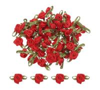sourcing map 100 mini lazos de rosas de 22 mm, cinta de satén de tela pequeña, lazos de flores para manualidades, adornos, apliques, manualidades, sobre, costura, boda, fiesta de cumpleaños, color