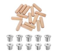 sourcing map 100 pasadores de madera de 1/2 pulgadas x 1-9/16 pulgadas, pines ranurados rectos de madera dura con 10 tapones de transferencia centrales de espiga hueca sólida para carpintería de