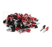 sourcing map 100 pinzas de cocodrilo aisladas con mango recubierto de plástico rojo y negro de 34 mm