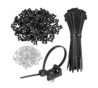 sourcing map 100 soportes tipo sillín de 0.9 pulgadas con bridas de cable de 6 pulgadas y tornillos de rosca M5, agujero M6, juego de abrazaderas de soporte organizador de alambre, color negro