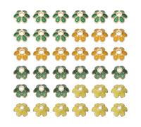 sourcing map 100 tapas esmaltadas de cuentas de flores de 4 estilos, cuentas espaciadoras sueltas de aleación vintage florales para hacer joyas, collares, pulseras, manualidades, ámbar, amarillo