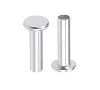 sourcing map 100 uds M4 x 16mm Remaches semitubulares en tono plateado de Aluminio de Cabeza plana