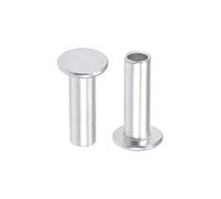 sourcing map 100 uds M5 x 16mm Remaches semitubulares en tono plateado de Aluminio de Cabeza plana