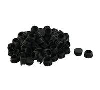 sourcing map 100 Unidades Tapones Redondos de plástico 25 mm Negro | para tuberías, de diámetro, Color