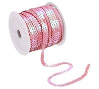 sourcing map 100 Yardas 6mm Plano Lentejuelas Tira Lentejuelas Cuerda Cinta Rollo Lentejuelas Adorno para Coser Manualidades Disfraz Adornos, Pálido Rosa