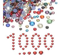 sourcing map 1000 piezas de diamantes de imitación termoadhesivos, gemas de cristal de 2 mm a 6,6 mm con parte trasera plana con bolsa transparente, kit de arte de uñas para manualidades, ropa