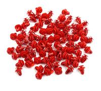sourcing map 100Pcs 10mm Agujero Grapas Plástico Rojo Remache Sujetador de Panel Moldura Vehículo Coche