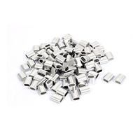 sourcing map 100pcs Fundas de aluminio Oval abrazaderas para cable de 4 mm Cuerda Funda Clip M4