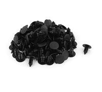 sourcing map 100Pcs Remaches Plásticos Tornillo De Coche Guardafango Empujar Clips Negro 9mm Agujero