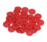 sourcing map 100uds 40L Costura Botones 1"(25mm) Resina Redondo Plano 4 Agujeros Artesanía Botones para Coser Ropa y Bricolaje, Rojo