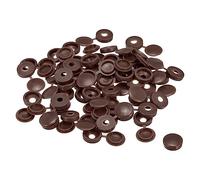 sourcing map 100uds 5mm Bisagras Tornillo Cubierta Tapas Plástico Plegable Tornillo Presión Cubierta Arandela Abatible Tornillo Protección Cubierta para M3 M4 M5 Tornillos, Oscuro Marrón
