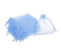 sourcing map 100uds Organza Bolsas 10x12cm Cordón Favor Bolsas Transparente Malla Bolsa para Regalo Joyería Boda Fiesta Navidad Dulces Cielo Azul