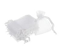 sourcing map 100uds Organza Bolsas 10x12cm Cordón Favor Bolsas Transparente Malla Bolsa para Regalo Joyería Boda Fiesta Navidad Dulces Blanco