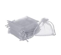 sourcing map 100uds Organza Bolsas 10x12cm Cordón Favor Bolsas Transparente Malla Bolsa para Regalo Joyería Boda Fiesta Navidad Dulces Gris