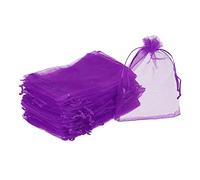 sourcing map 100uds Organza Bolsas 11x16cm Cordón Favor Bolsas Transparente Malla Bolsa para Regalo Joyería Boda Fiesta Navidad Dulces Púrpura