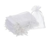 sourcing map 100uds Organza Bolsas 11x16cm Cordón Favor Bolsas Transparente Malla Bolsa para Regalo Joyería Boda Fiesta Navidad Dulces Blanco