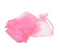 sourcing map 100uds Organza Bolsas 5x7cm Cordón Favor Bolsas Transparente Malla Bolsa para Regalo Joyería Boda Fiesta Navidad Dulces Rosa
