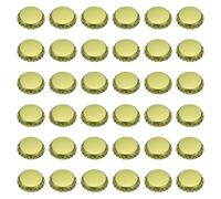 sourcing map 108 tapas para botellas de cerveza absorbentes de oxígeno, tapas de corona de 32 mm para refrescos, cerveza, vino, cerveza, colgantes o álbumes de recortes, color dorado