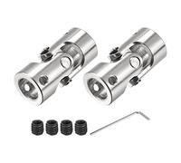 sourcing map 10mm A 10mm Interior Diámetro Giratorio Universal Junta Eje Acoplamiento L35 X D16 con Tornillos y Llave para RC Modelo Paquete de 2