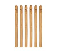 sourcing map 10mm Madera Bambú Crochet Gancho, 6pcs Tejer Agujas de Ganchillo Crochet Gancho Herramienta de Ganchillo para Tejer Suéter para Bricolaje Artesanal Hilo