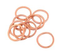 sourcing map 10pcs 18mm x 14mm x 1mm plana de cobre del círculo Crush arandela de sellado de juntas de tornillos