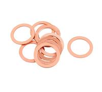 sourcing map 10pcs 22mm x 16mm x 1mm plana de cobre del círculo Crush arandela de sellado de juntas de tornillos