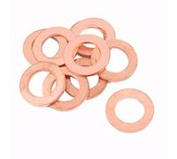 sourcing map 10pcs 24 mm x 14 mm x 2 mm plana de cobre del anillo Crush arandela de sellado de juntas de tornillos