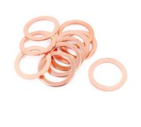 sourcing map 10pcs 30 mm x 22 mm x 2 mm plana de cobre del anillo Crush arandela de sellado de juntas de tornillos