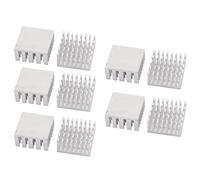 sourcing map 10pcs de 20mm x 20mm x 10mm Disipador de Calor de Aluminio de Aleta de Refrigeración Radiador Enfriador Tono Plata