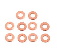 sourcing map 10pcs de 6 mm x 10 mm x 1 mm plana de cobre del círculo Crush arandela de sellado de juntas de tornillos