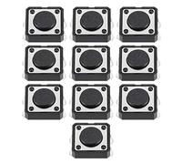sourcing map 10Pcs Interruptor Pulsador Gris Negro Dip 12X12X4.3mm