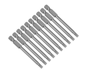 sourcing map 10pcs SL4 Puntas destornillador de cabeza ranurada magnético S2 de alta aleación de acero de 75mm 1/4" Hex Mango