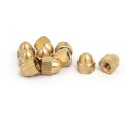 sourcing map 10pcs Tapa en de cabeza hexagonal Tono de latón M6 Tuerca de rosca hembra DIN1587