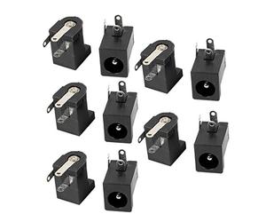 sourcing map 10uds Conector Jack Hembra de Alimentación DC DC-005 de 3 Pasadores de Montaje PCB 5,5x2,5mm Hembra
