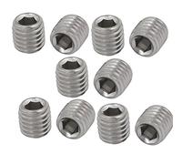 sourcing map 10uds M10 x 10mm 304 Inoxidable Acero Hexagonal Entrada Impulsor Plano Punta Prisionero Tornillo