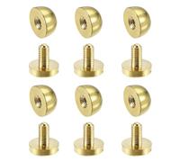 sourcing map 10x6mm Redondos Pernos Remache Monedero Bolso Pies Clavos Sólido Latón Cuero Artesanía Bricolaje 6 Piezas